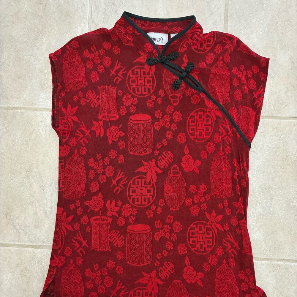 Chico's Red Patterned Women's Blouse